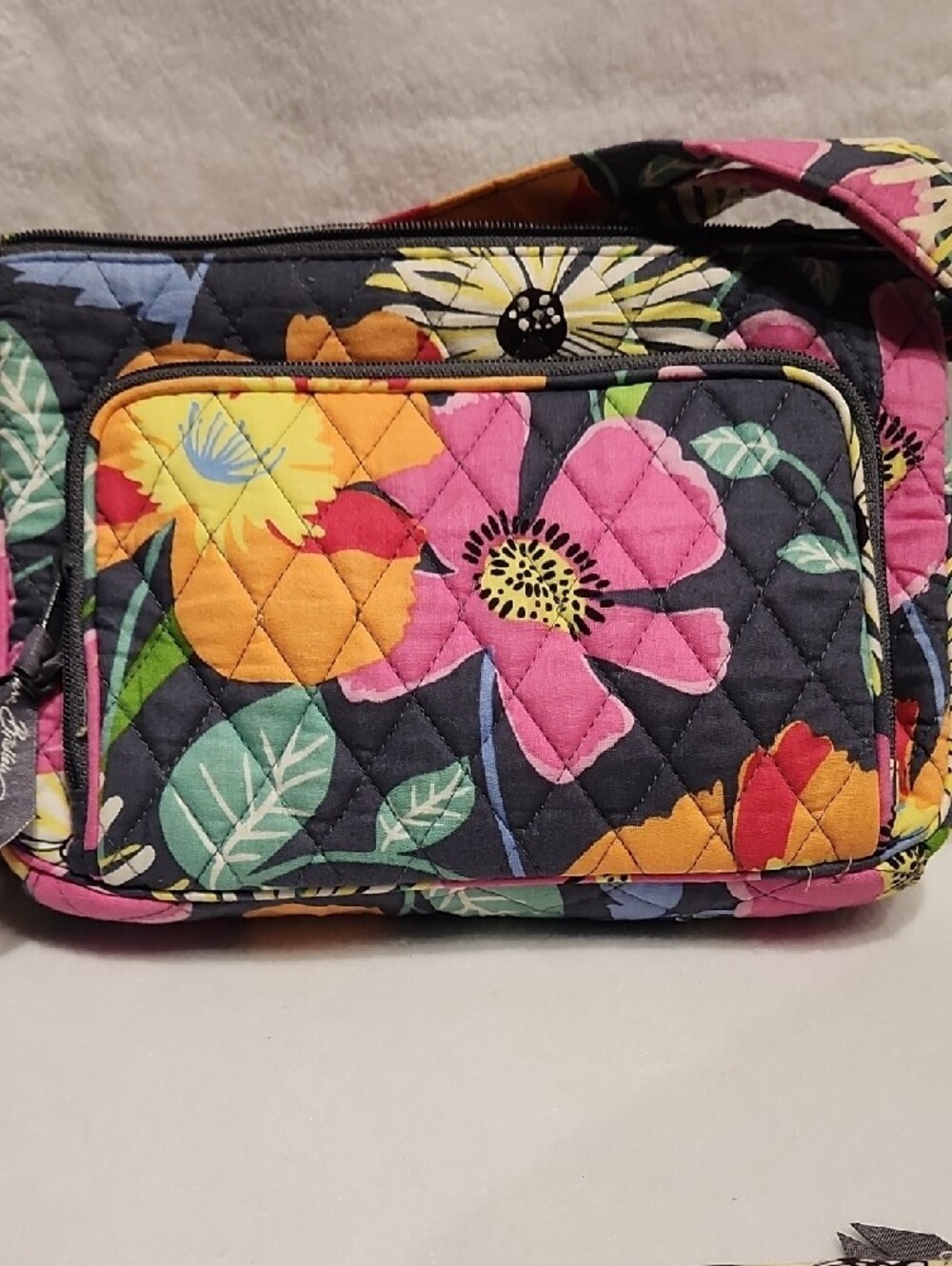Vera Bradley 2pc. Quilted Floral Shoulder Bag in Navy Multi & Wallet - Picture 3 of 16